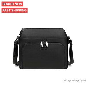 Soft Leather Crossbody Purse with Tassel, Multi-Pocket Travel Handbag